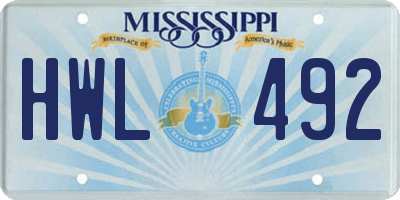 MS license plate HWL492