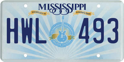 MS license plate HWL493