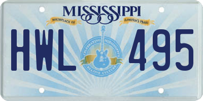 MS license plate HWL495