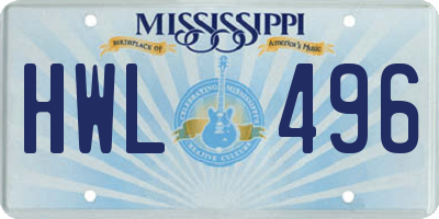 MS license plate HWL496