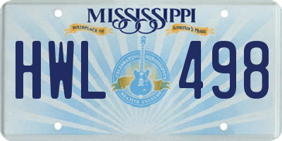 MS license plate HWL498
