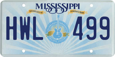 MS license plate HWL499