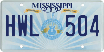 MS license plate HWL504