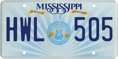 MS license plate HWL505