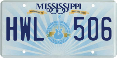 MS license plate HWL506