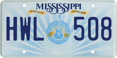 MS license plate HWL508