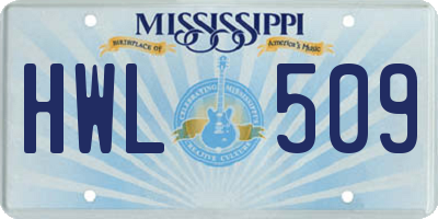 MS license plate HWL509