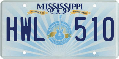 MS license plate HWL510
