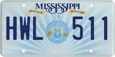 MS license plate HWL511