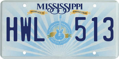 MS license plate HWL513