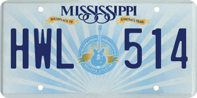 MS license plate HWL514