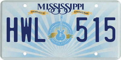 MS license plate HWL515