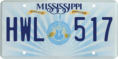 MS license plate HWL517