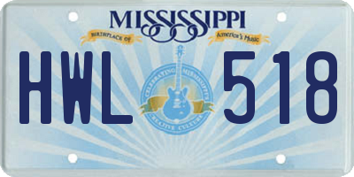 MS license plate HWL518
