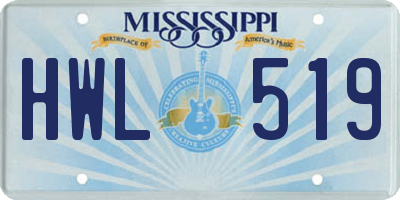 MS license plate HWL519