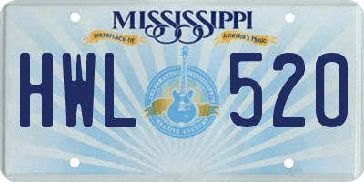 MS license plate HWL520