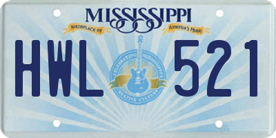 MS license plate HWL521