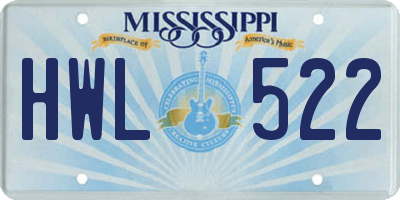 MS license plate HWL522