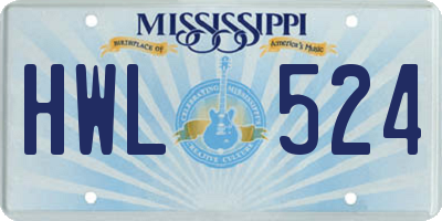 MS license plate HWL524
