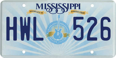 MS license plate HWL526