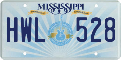 MS license plate HWL528