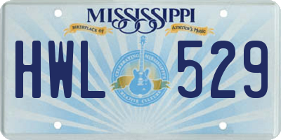 MS license plate HWL529