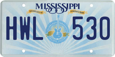 MS license plate HWL530