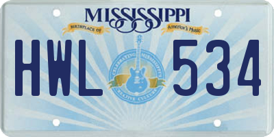 MS license plate HWL534