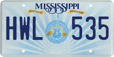 MS license plate HWL535