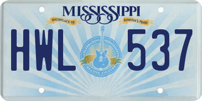 MS license plate HWL537