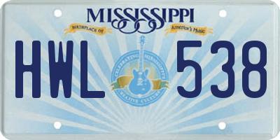MS license plate HWL538
