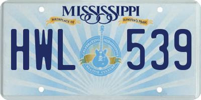 MS license plate HWL539