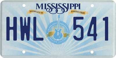 MS license plate HWL541