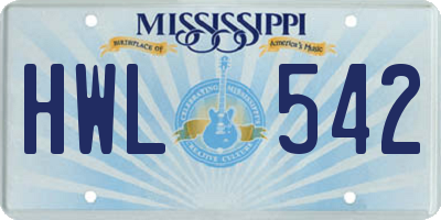 MS license plate HWL542