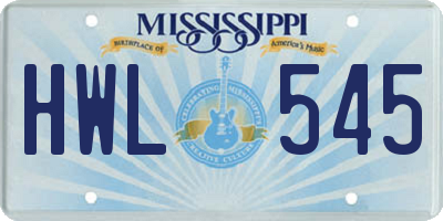 MS license plate HWL545