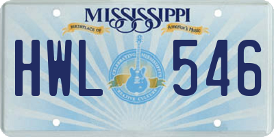MS license plate HWL546