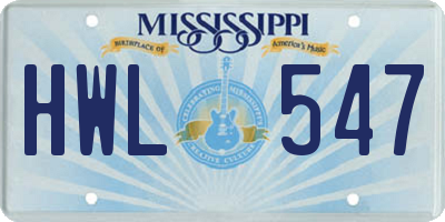 MS license plate HWL547