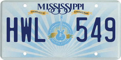 MS license plate HWL549