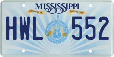 MS license plate HWL552