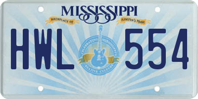 MS license plate HWL554
