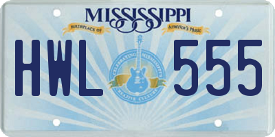 MS license plate HWL555
