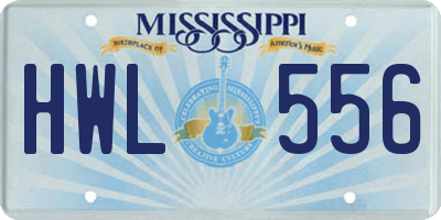 MS license plate HWL556