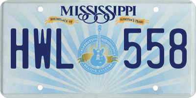 MS license plate HWL558