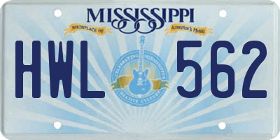 MS license plate HWL562