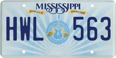 MS license plate HWL563