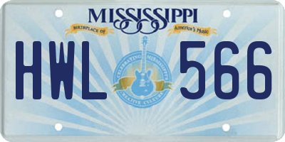 MS license plate HWL566