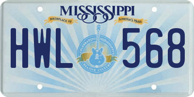 MS license plate HWL568
