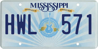 MS license plate HWL571
