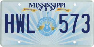 MS license plate HWL573