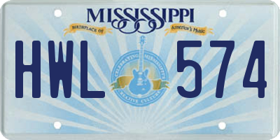 MS license plate HWL574